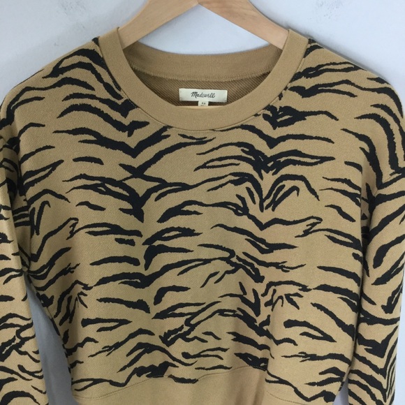 Madewell NWT crop shrunken tiger stripe sweatshirt - Picture 4 of 11